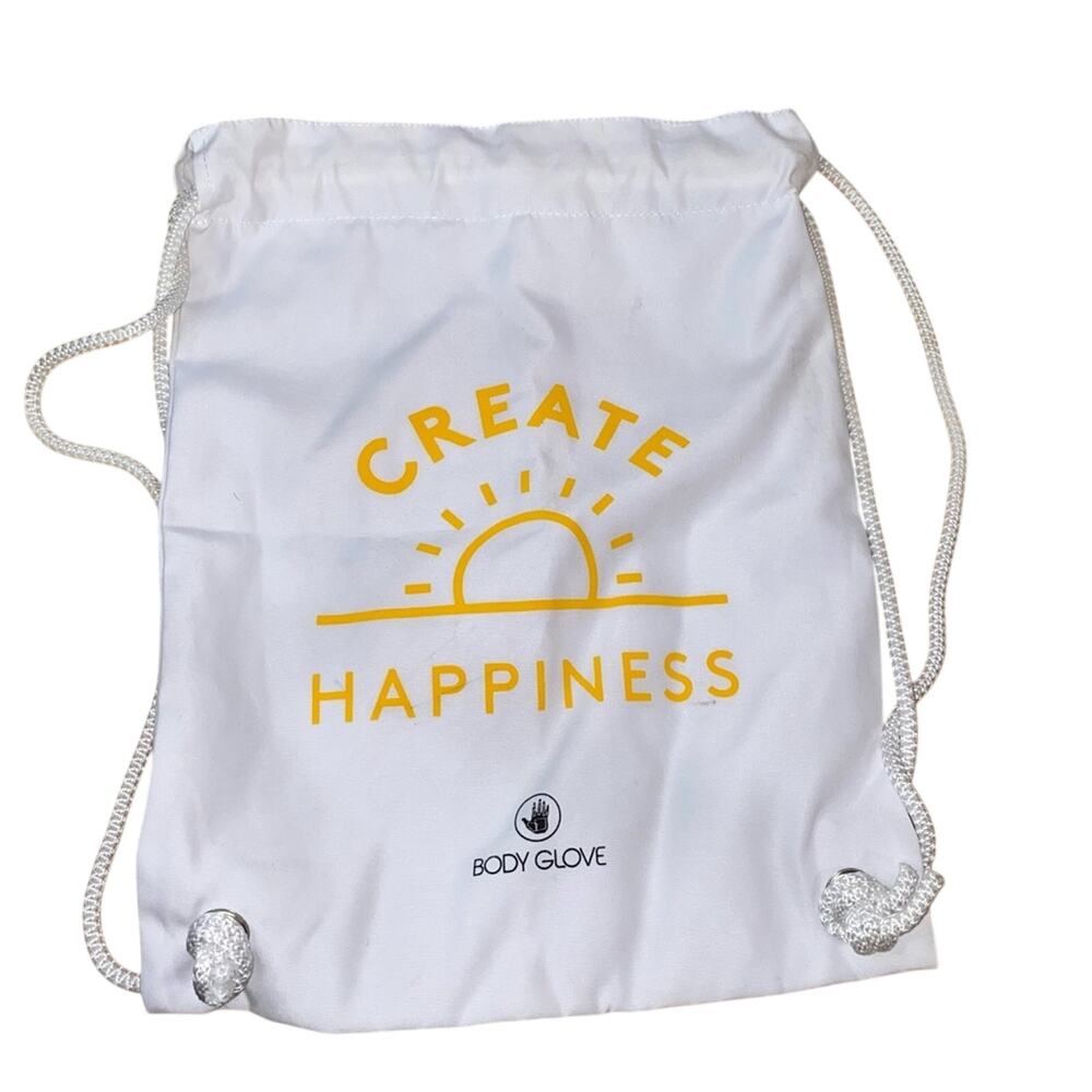 Body Glove White Drawstring Backpack Create Happiness Cinch Gym Beach Travel